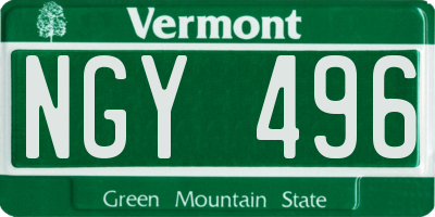 VT license plate NGY496