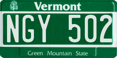 VT license plate NGY502