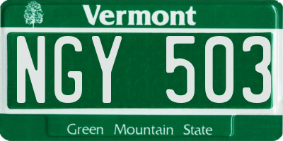 VT license plate NGY503