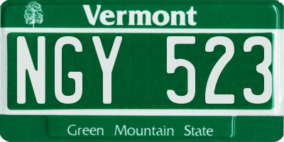 VT license plate NGY523