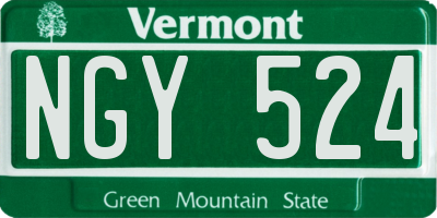 VT license plate NGY524