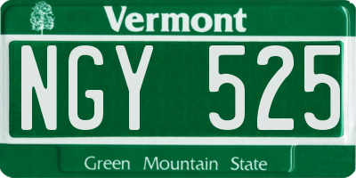 VT license plate NGY525