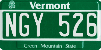 VT license plate NGY526