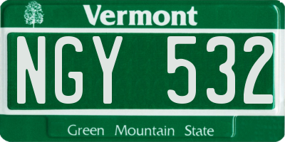 VT license plate NGY532