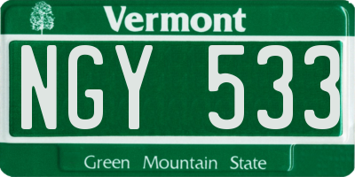 VT license plate NGY533