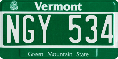 VT license plate NGY534