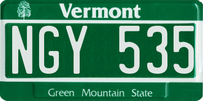VT license plate NGY535