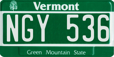 VT license plate NGY536