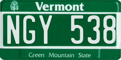 VT license plate NGY538