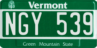 VT license plate NGY539