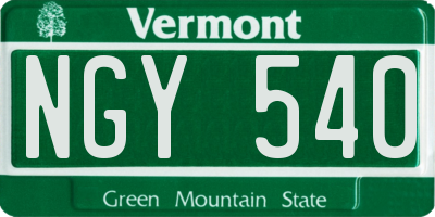 VT license plate NGY540