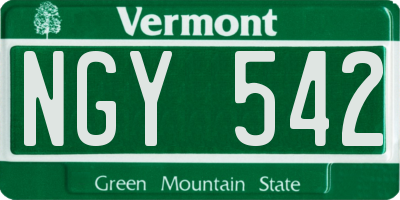 VT license plate NGY542