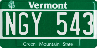 VT license plate NGY543