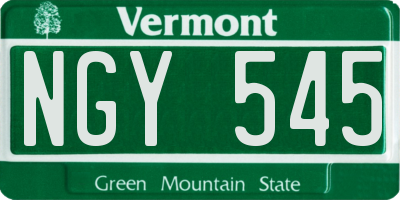 VT license plate NGY545