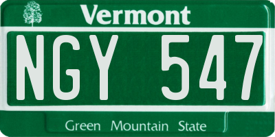 VT license plate NGY547