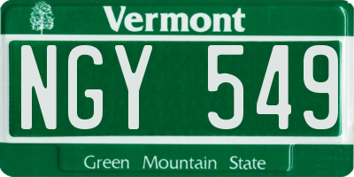 VT license plate NGY549