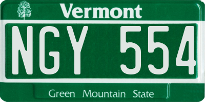 VT license plate NGY554