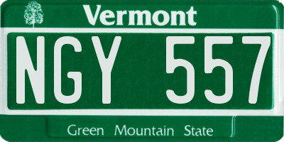 VT license plate NGY557