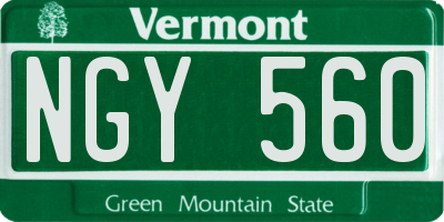 VT license plate NGY560