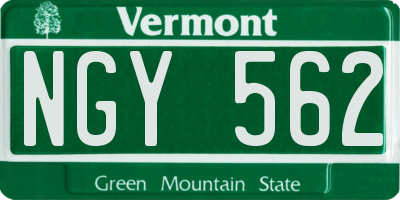 VT license plate NGY562