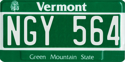 VT license plate NGY564