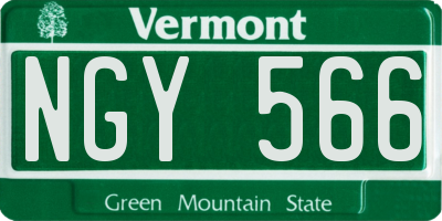 VT license plate NGY566