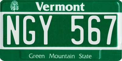 VT license plate NGY567