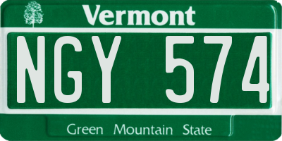 VT license plate NGY574