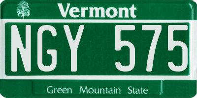 VT license plate NGY575