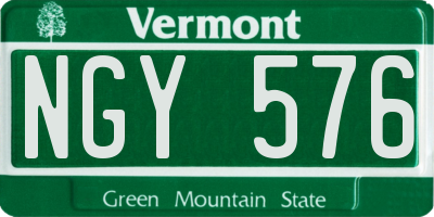 VT license plate NGY576