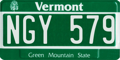 VT license plate NGY579