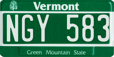 VT license plate NGY583