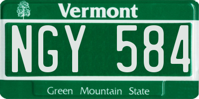 VT license plate NGY584