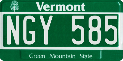 VT license plate NGY585