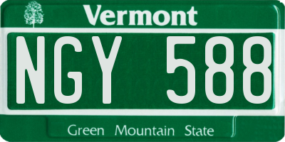 VT license plate NGY588