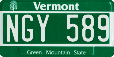 VT license plate NGY589