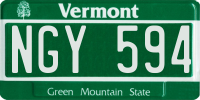 VT license plate NGY594