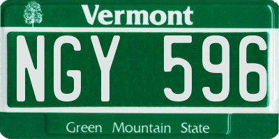 VT license plate NGY596