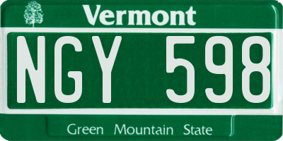 VT license plate NGY598