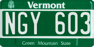 VT license plate NGY603