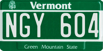 VT license plate NGY604