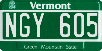 VT license plate NGY605