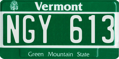 VT license plate NGY613