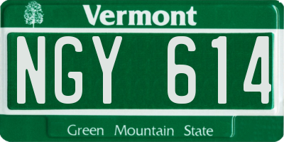 VT license plate NGY614