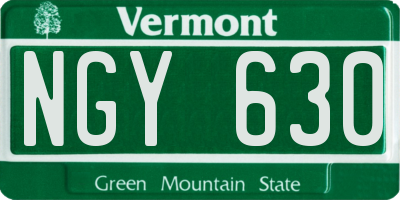 VT license plate NGY630