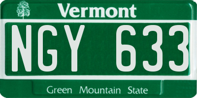 VT license plate NGY633