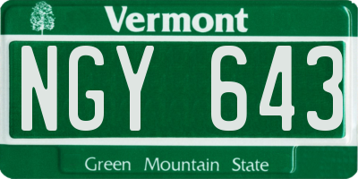 VT license plate NGY643