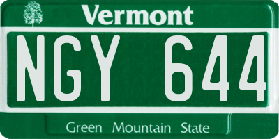 VT license plate NGY644