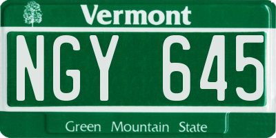 VT license plate NGY645