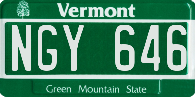 VT license plate NGY646
